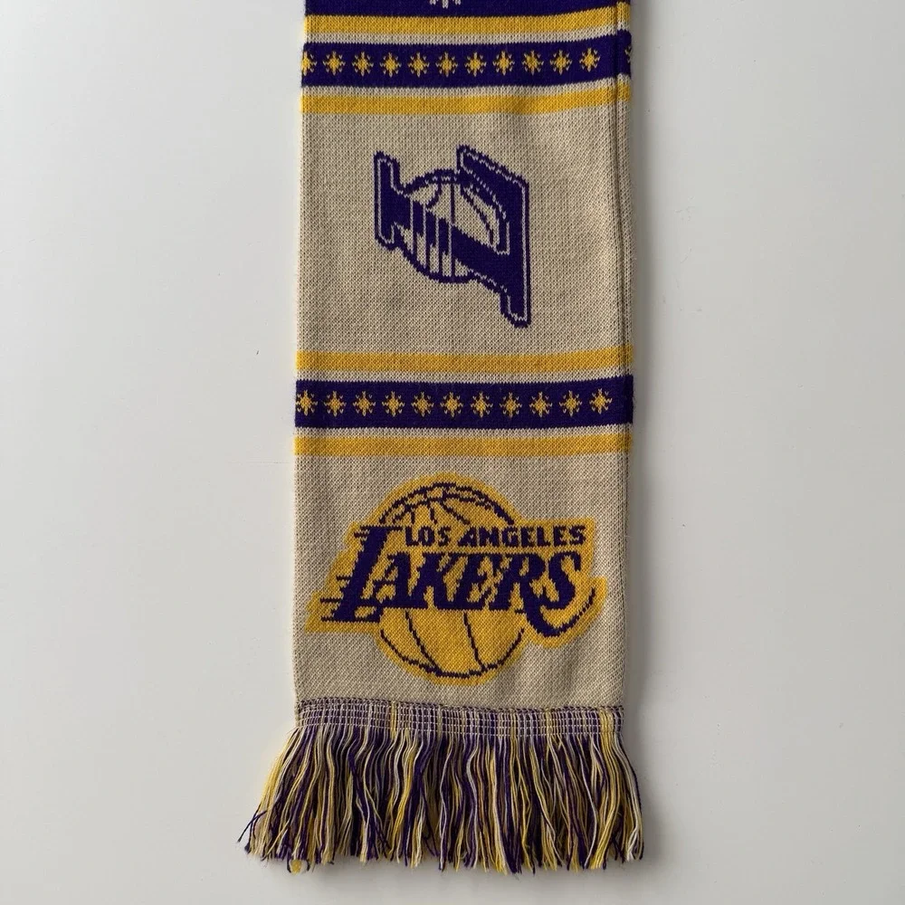 LAKERS Christmas Day 2023 Knit Scarf‎ Adult Logo LA Los Angeles Winter Fringe